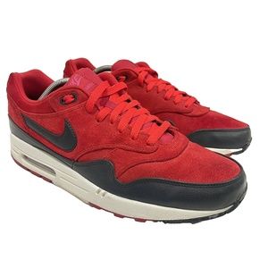 Nike Air Max 1 Premium Gym Red Anthracite 512033-606 Men's Sneakers Retro Shoes